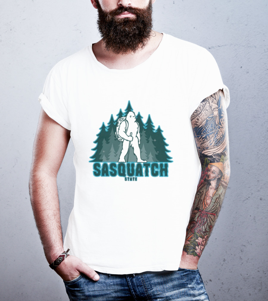 Sickos Committee Sasquatch State Bigfoot Forest Trek T-Shirt