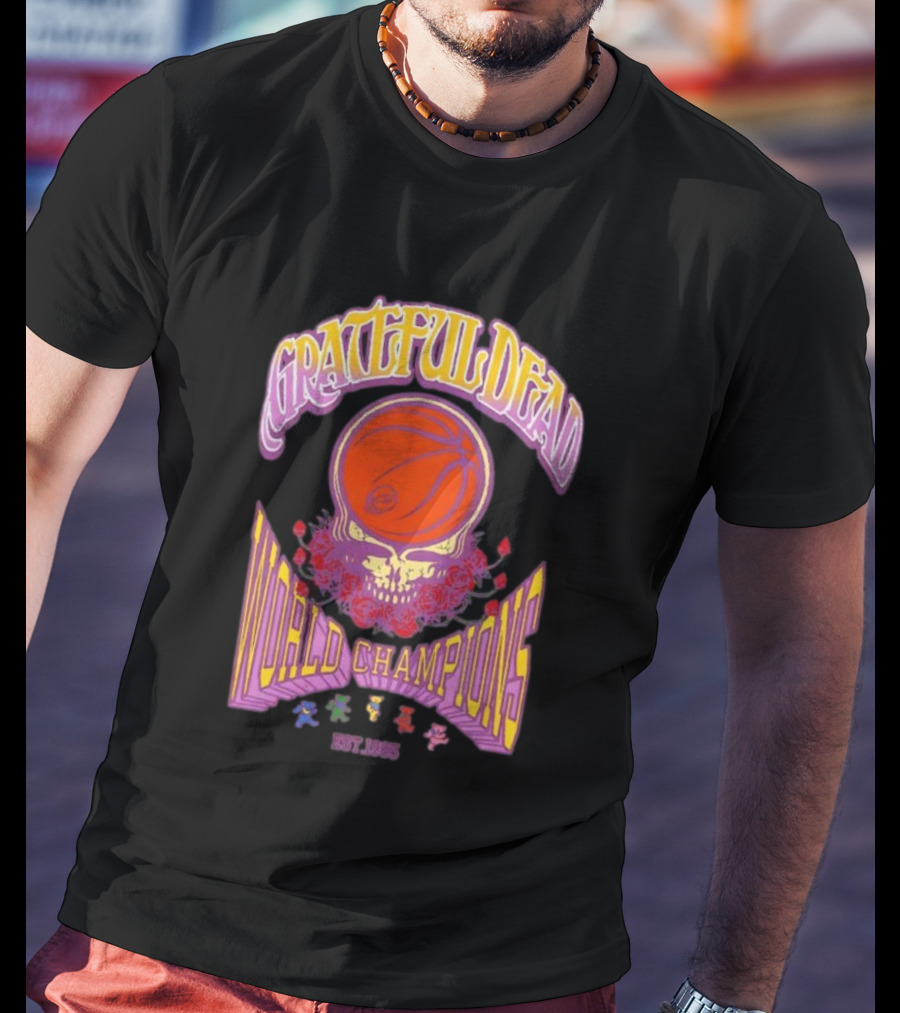 Grateful Dead Basketball Skull Roses World Champions Est 1965 T-Shirt
