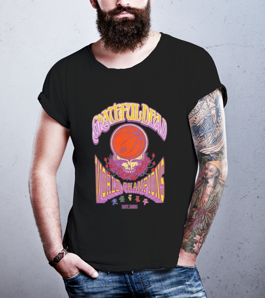 Grateful Dead Basketball Skull Roses World Champions Est 1965 T-Shirt