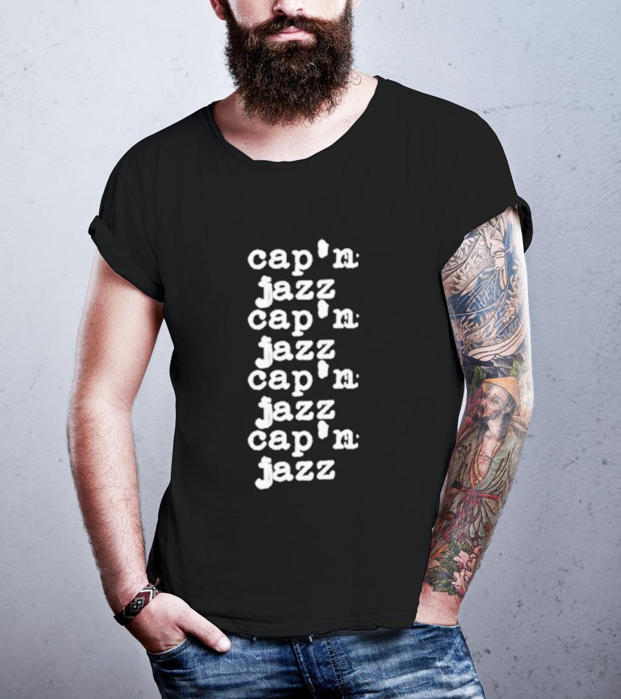 Cap'n Jazz Repeated Text Pattern T-Shirt