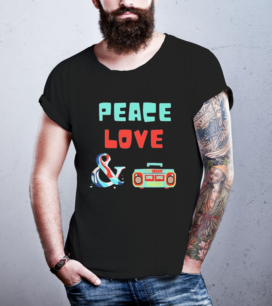 Peace Love Ampersand Retro Boombox T-Shirt
