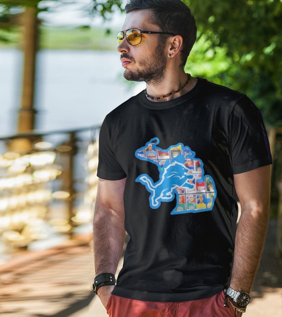 Detroit Lions John Cena Tribute Thank You For Memories Map Design T-Shirt