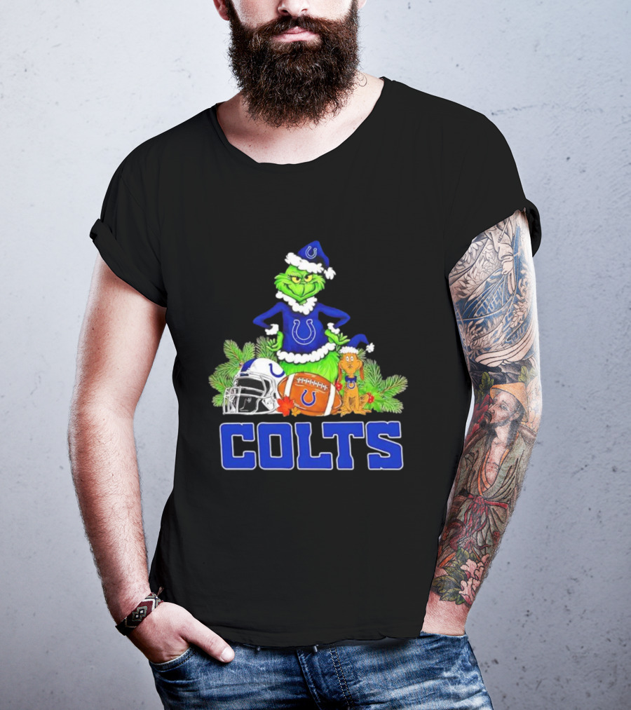 Indianapolis Colts Grinch Max Christmas Football Helmet T-Shirt