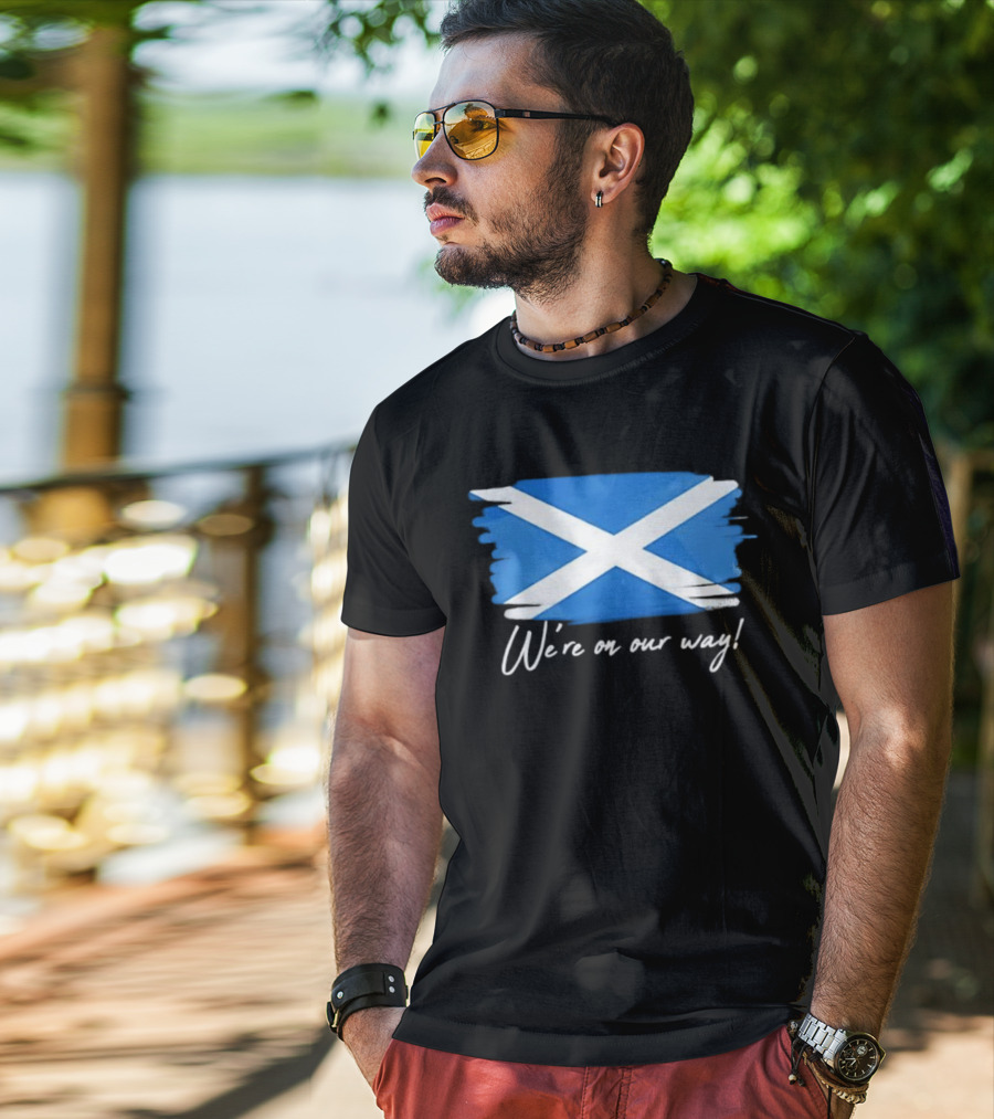 We’re On Our Way Saltire Flag Scottish Pride T-Shirt
