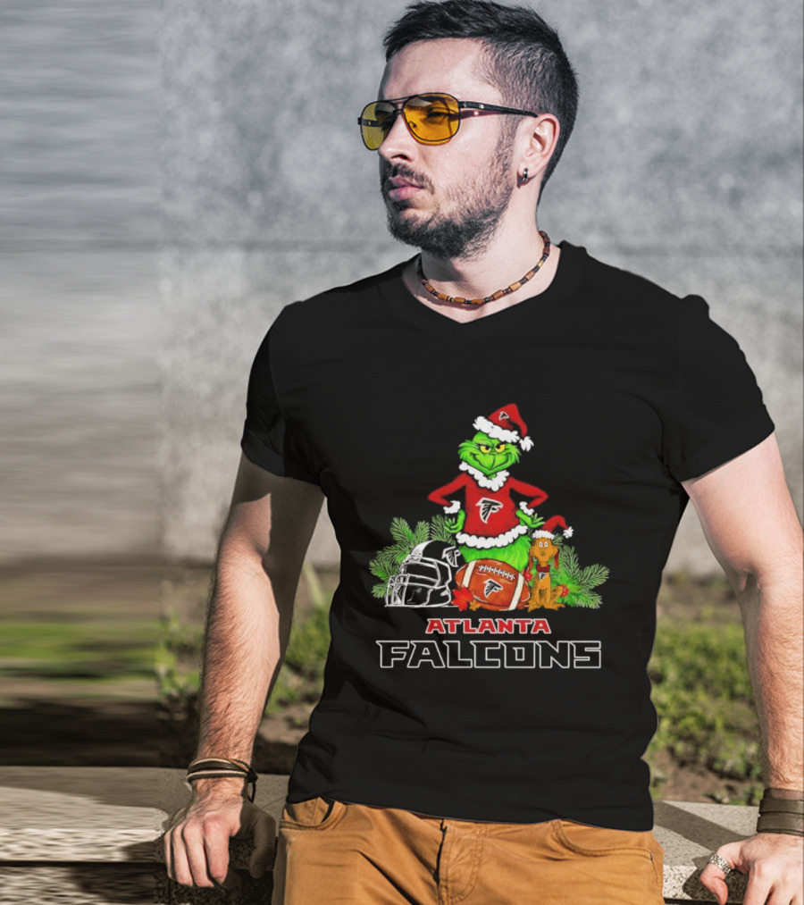 Grinch Max Christmas Atlanta Falcons Football Holiday T-Shirt