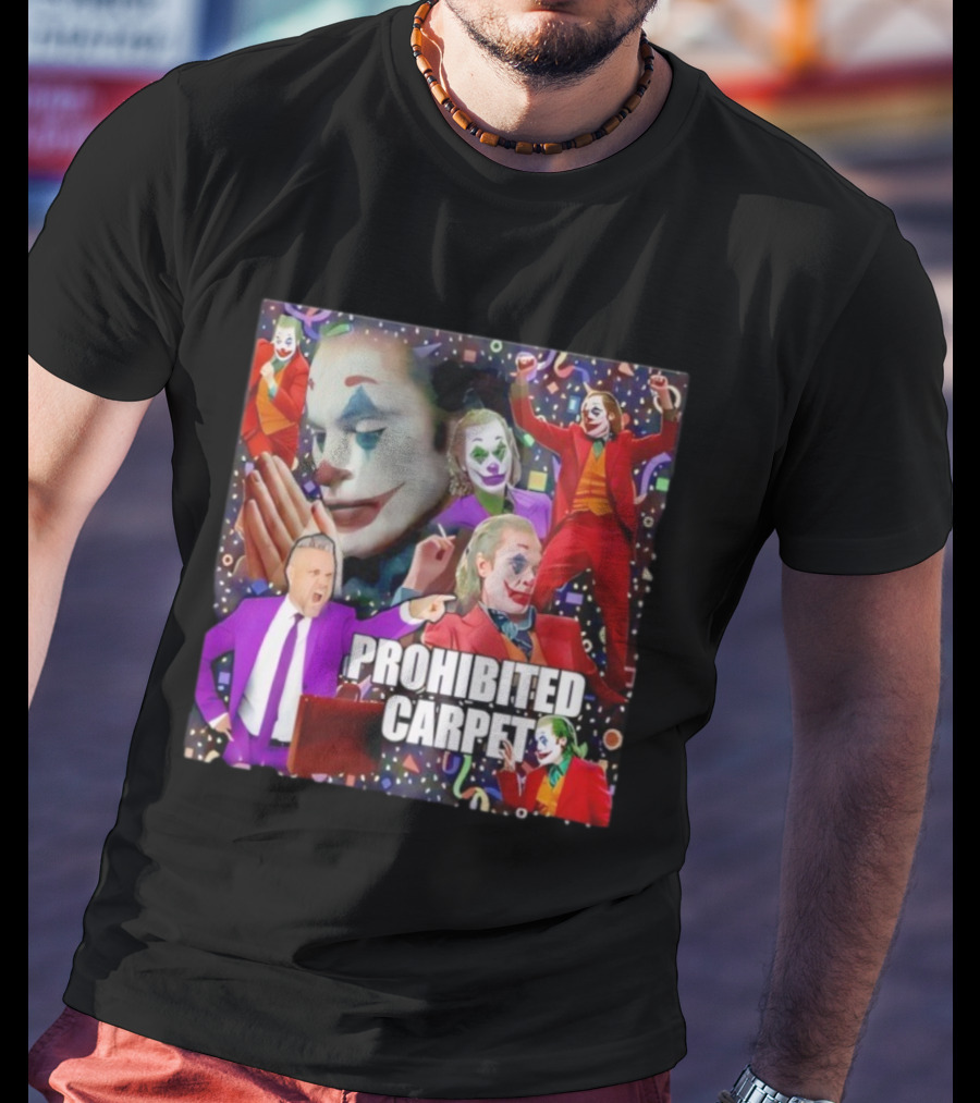 Prohibited Carpet Joker Clown Faces Confetti T-Shirt