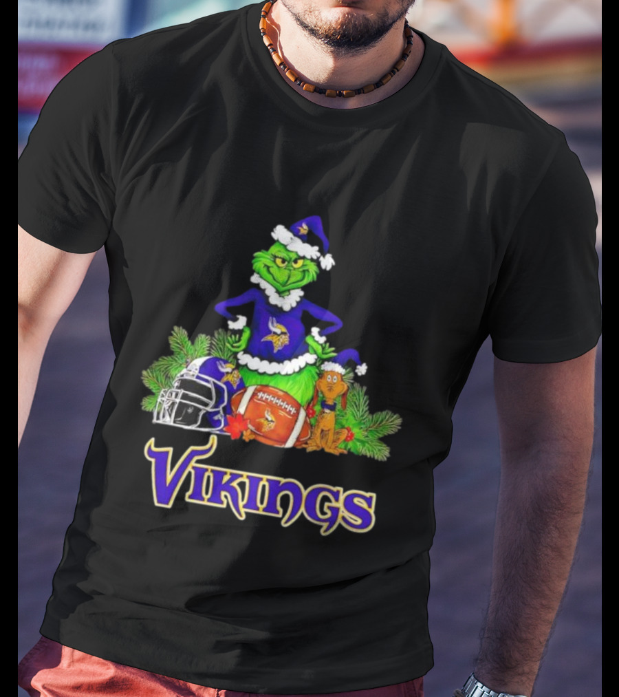 The Grinch Max Christmas Minnesota Vikings Football Helmets T-Shirt