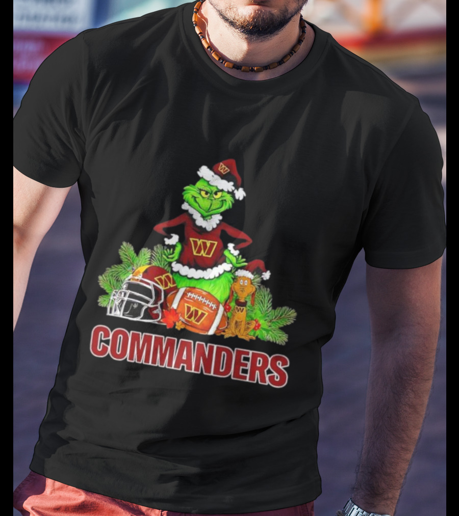 The Grinch And Max Commanders Christmas Football Theme T-Shirt