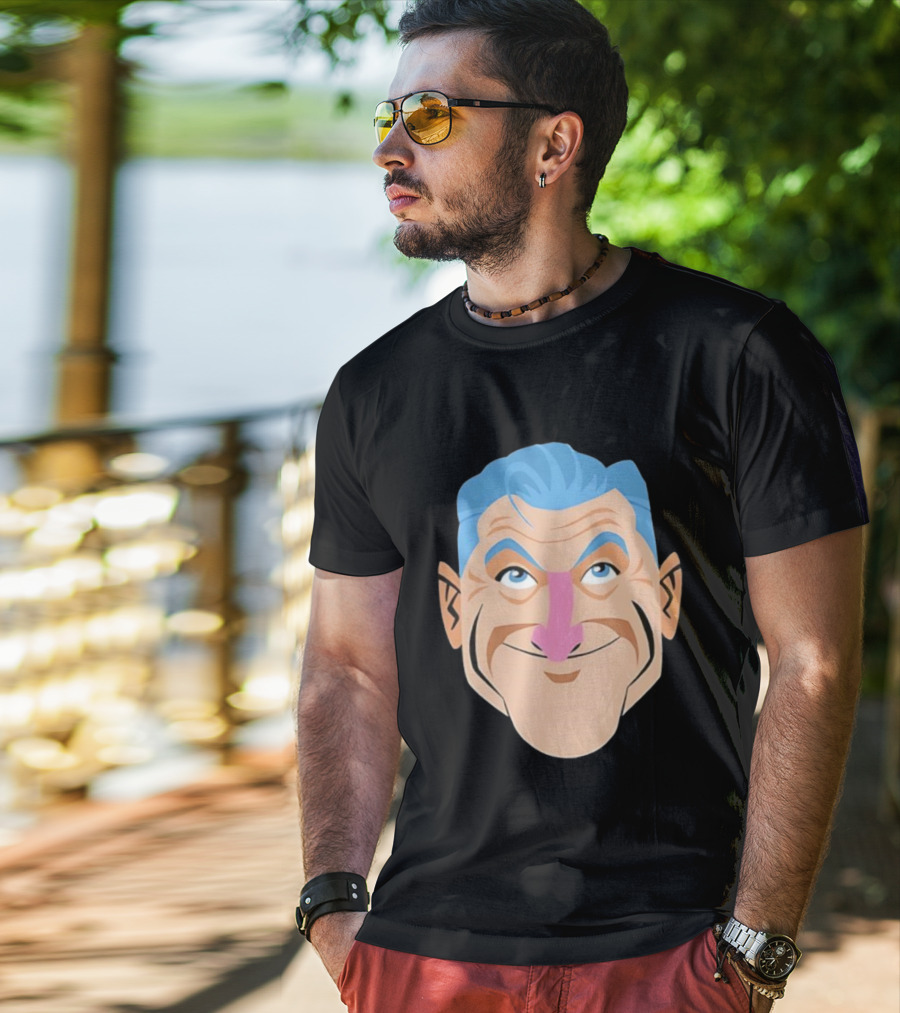 Craig Ferguson Big Head Cartoon Blue Hair Fun Illustration T-Shirt