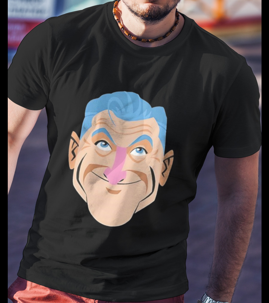 Craig Ferguson Big Head Cartoon Blue Hair Fun Illustration T-Shirt