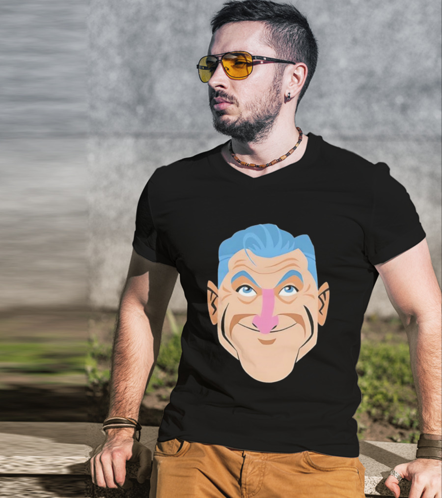 Craig Ferguson Big Head Cartoon Blue Hair Fun Illustration T-Shirt