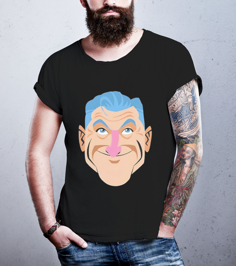 Craig Ferguson Big Head Cartoon Blue Hair Fun Illustration T-Shirt