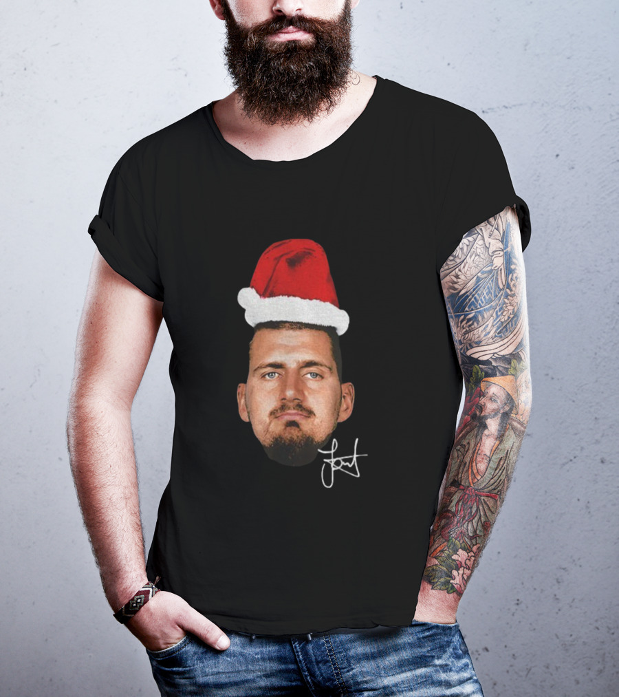 Nikola Jokic Santa Hat Christmas Denver Nuggets T-Shirt