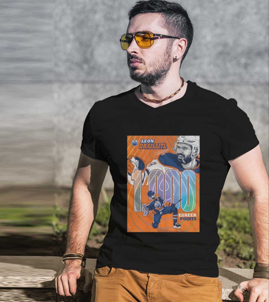 Leon Draisaitl Edmonton Oilers 1000 Career Points NHL Hockey T-Shirt