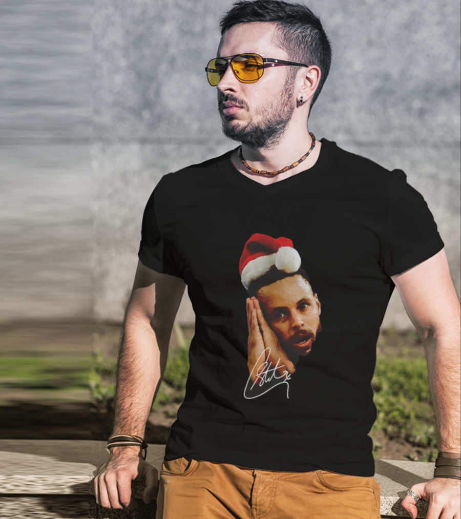 Sleeping Santa Hat Steph Curry Night Night Signature T-Shirt