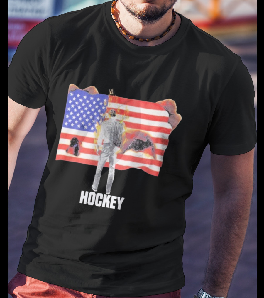 510 Skateboarding Hockey American Flag Burning Man Nobody T-Shirt