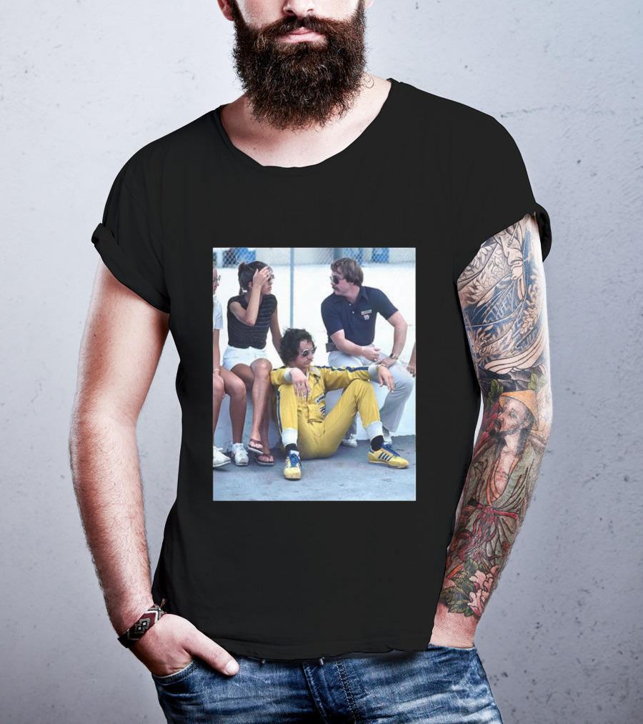 NASCAR Winston Cup Series Retro Dale Earnhardt Pit Road Style Yellow Jumpsuit With Adidas Sneakers T-Shirt