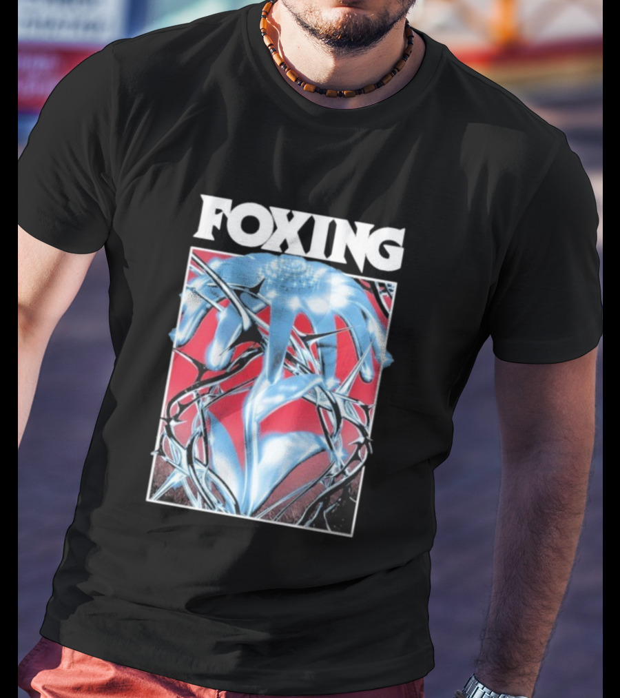 Foxing Chrome Bloom Metallic Floral Art T-Shirt