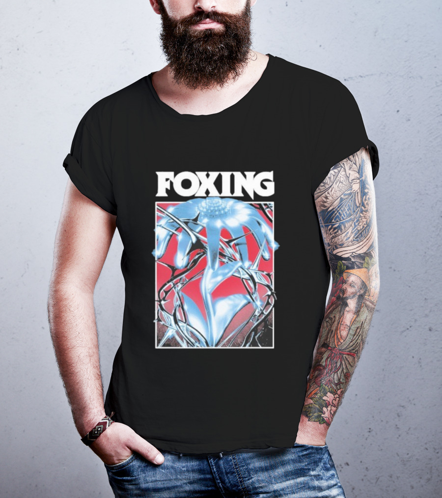 Foxing Chrome Bloom Metallic Floral Art T-Shirt