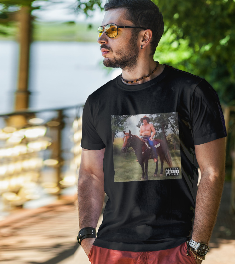 Dale Earnhardt Cowboy On Horseback Sunday Money Brand Retro T-Shirt