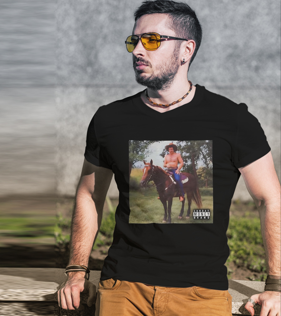 Dale Earnhardt Cowboy On Horseback Sunday Money Brand Retro T-Shirt