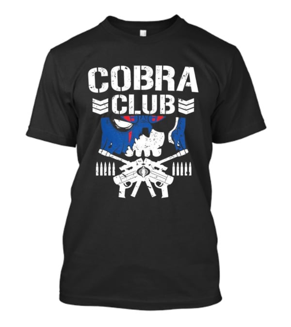 Cobra Club Skull Crossed Guns Bullet Chevrons Bold Design T-Shirt