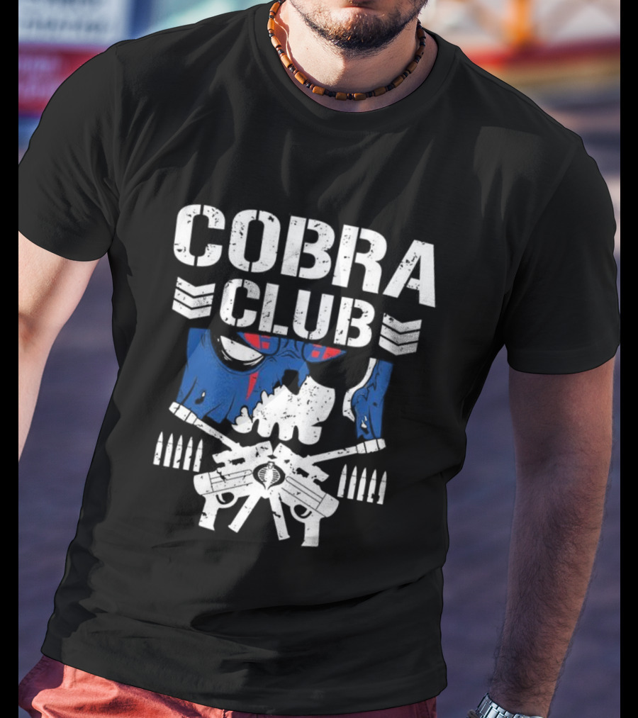 Cobra Club Skull Crossed Guns Bullet Chevrons Bold Design T-Shirt