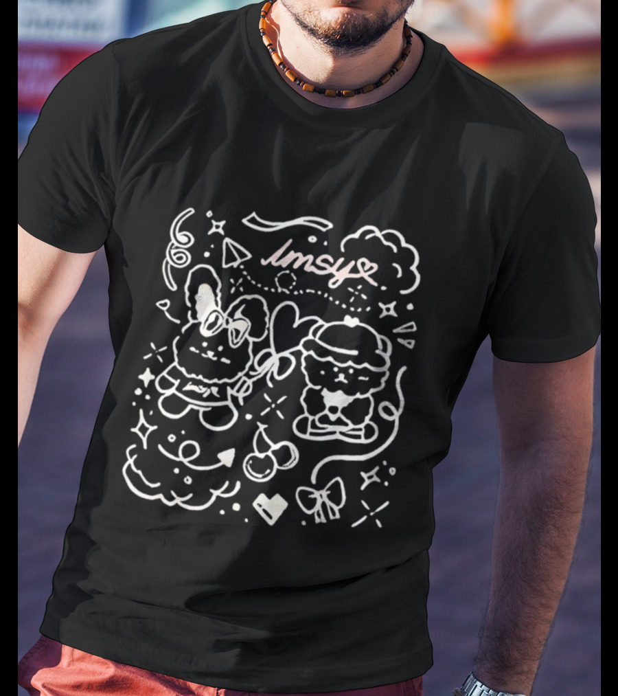 Imsy Teddy And Bunny Cute Doodle Style T-Shirt