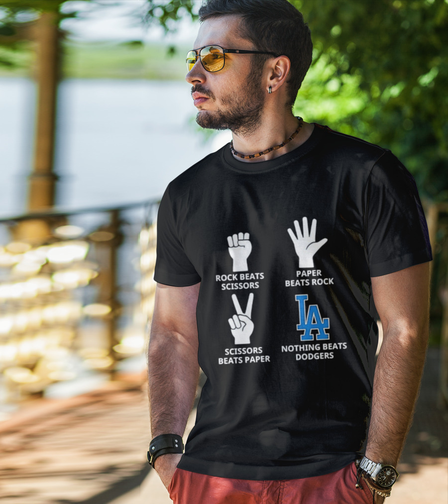 Los Angeles Dodgers Rock Paper Scissors Nothing Beats Dodgers T-Shirt