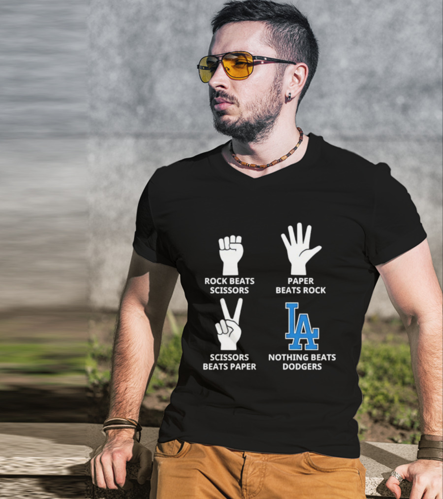 Los Angeles Dodgers Rock Paper Scissors Nothing Beats Dodgers T-Shirt