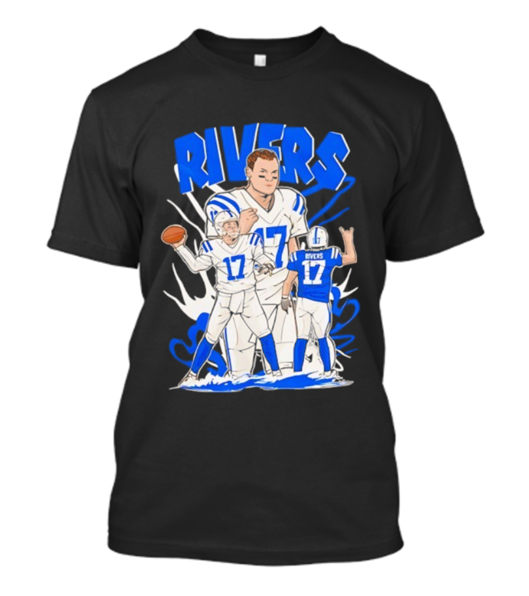 Philip Rivers 17 Indianapolis Colts Cartoon Football Player Art T-Shirt