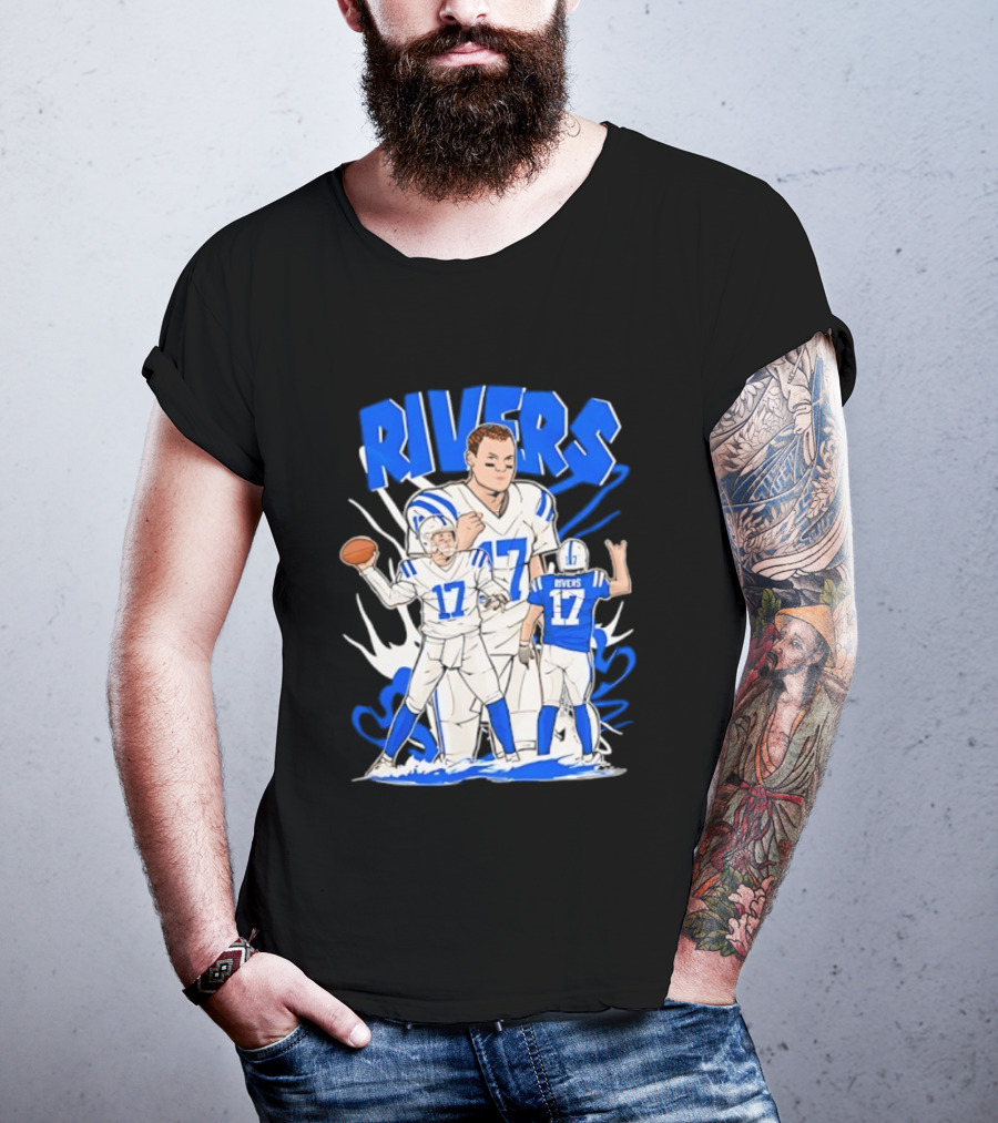 Philip Rivers 17 Indianapolis Colts Cartoon Football Player Art T-Shirt