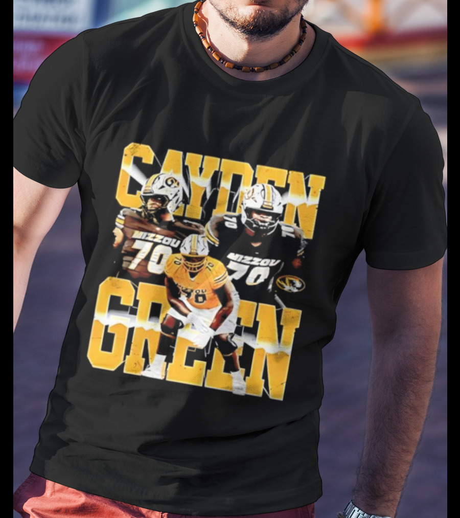 Mizzou Tigers Cayden Green 70 Player Imagery T-Shirt