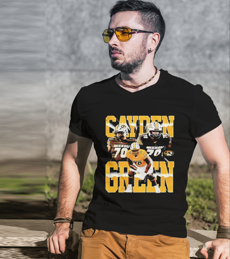 Mizzou Tigers Cayden Green 70 Player Imagery T-Shirt