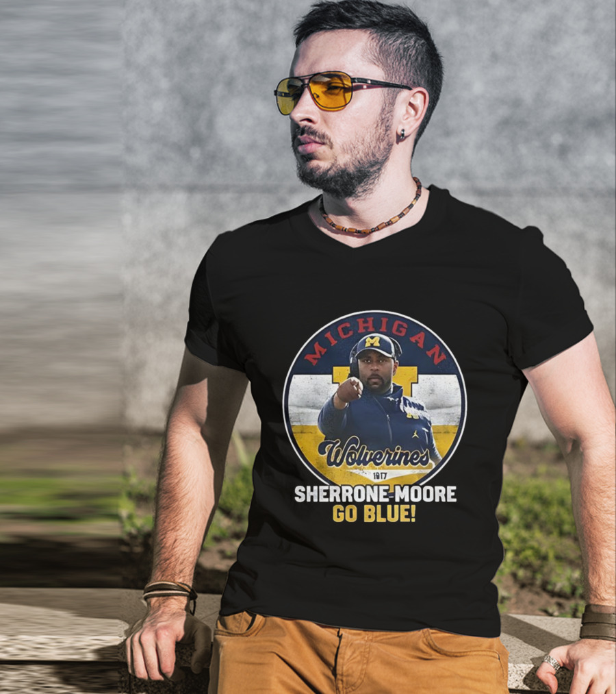 Michigan Wolverines Sherrone Moore Go Blue Coach 1917 T-Shirt