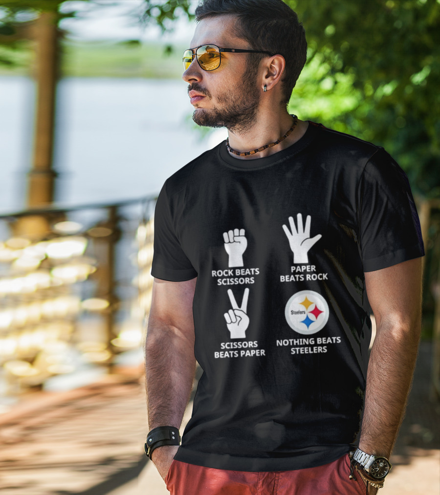 Pittsburgh Steelers Rock Paper Scissors Nothing Beats Steelers Logo T-Shirt