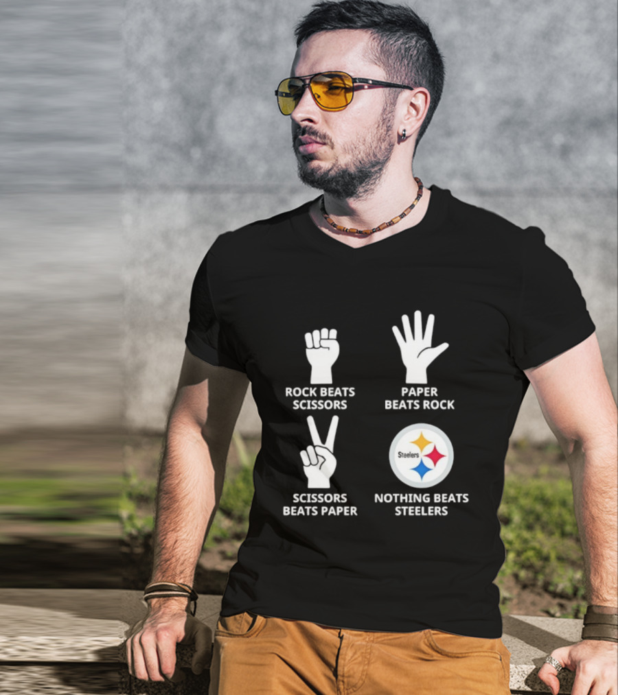Pittsburgh Steelers Rock Paper Scissors Nothing Beats Steelers Logo T-Shirt
