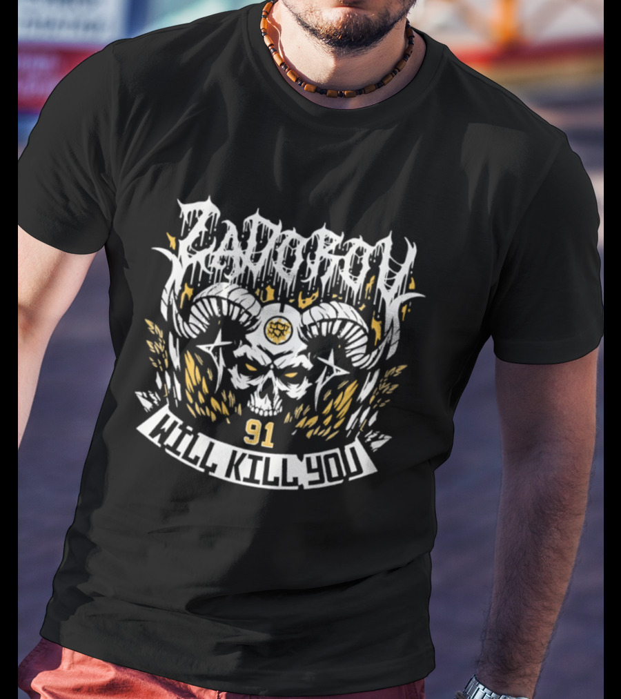 Zadorov Will Kill You Hockey Goat Skull 91 T-Shirt