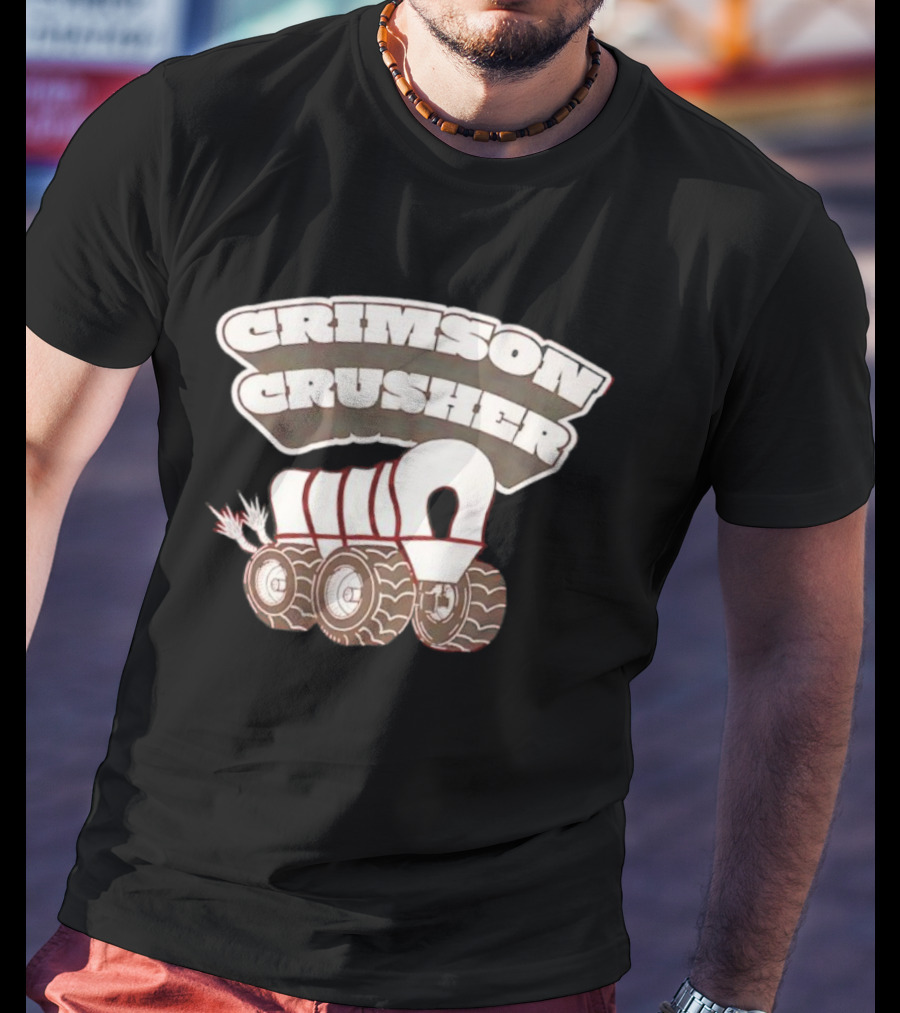 Crimson Crusher Covered Wagon Monster Truck Icon T-Shirt
