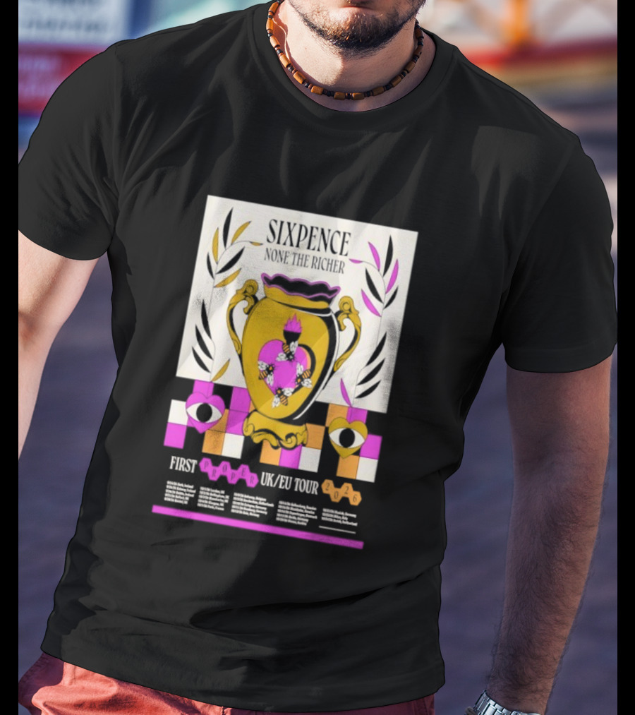 Sixpence None The Richer First Proper UK EU Tour 2026 Eye And Vase Motif T-Shirt