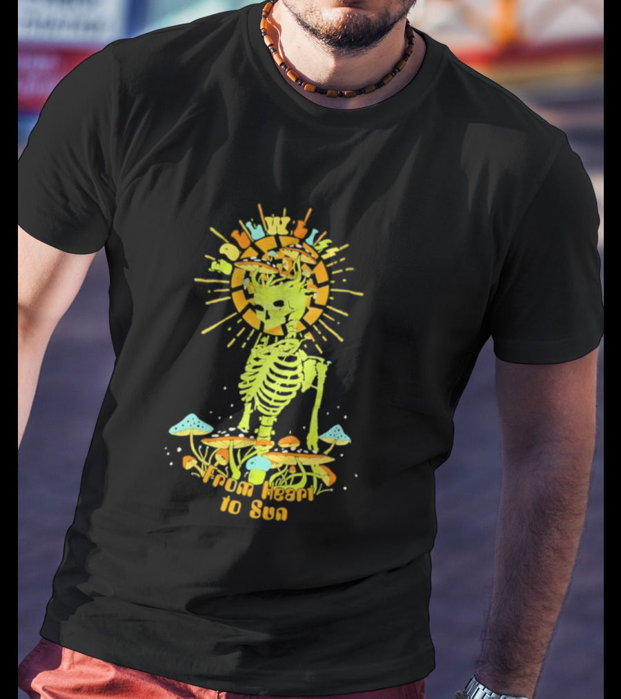Skeleton Edelweiss From Heart To Sun Mushrooms Sunburst T-Shirt
