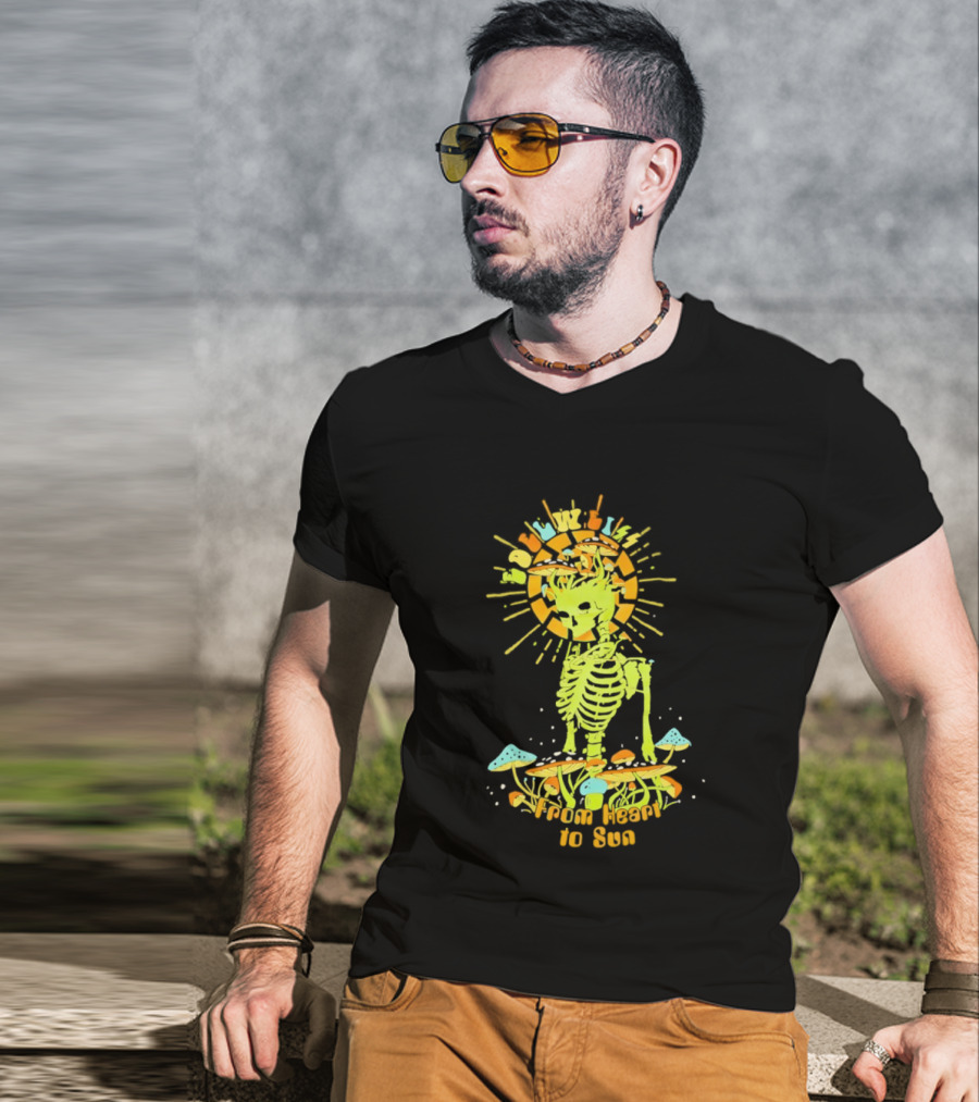 Skeleton Edelweiss From Heart To Sun Mushrooms Sunburst T-Shirt