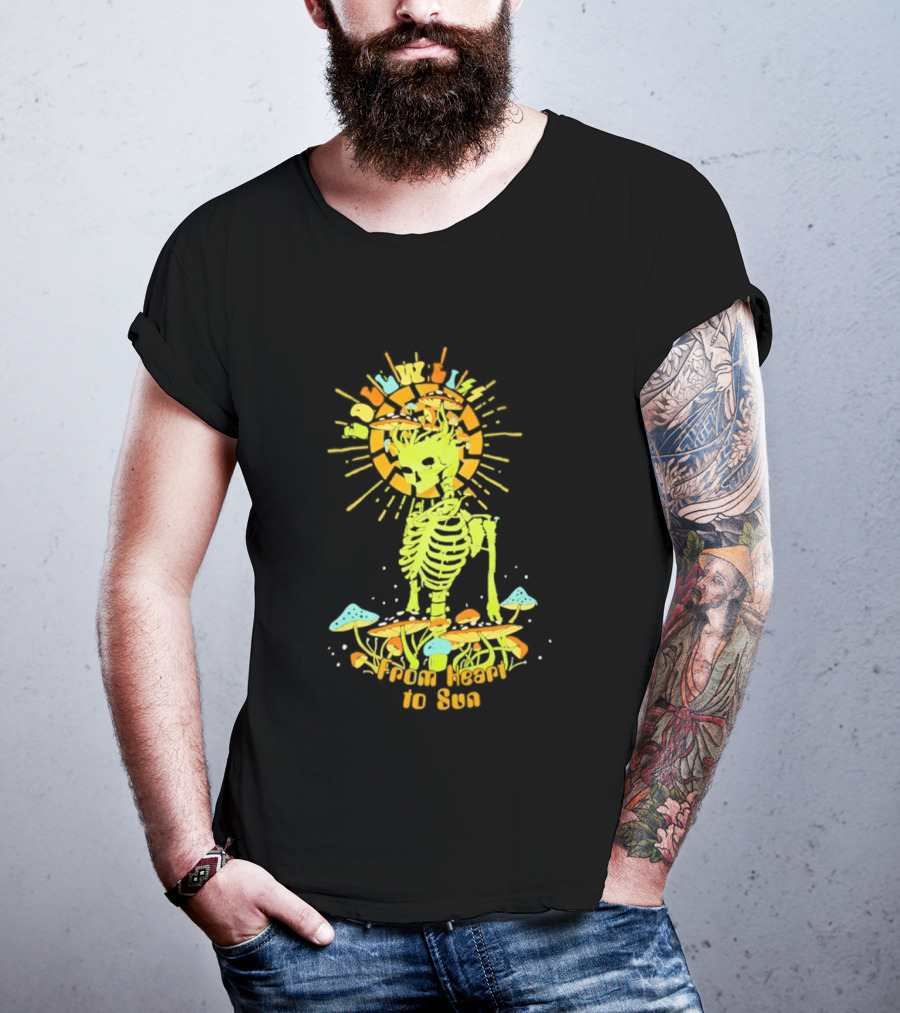 Skeleton Edelweiss From Heart To Sun Mushrooms Sunburst T-Shirt