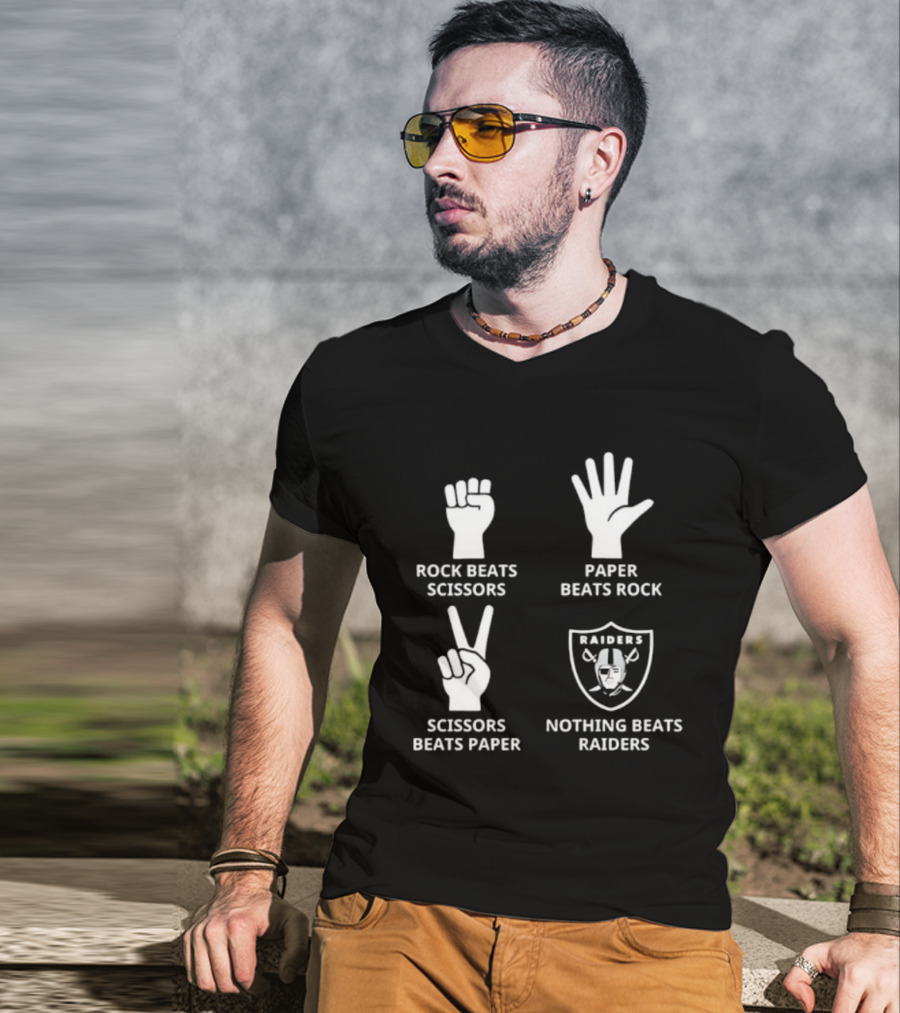 Las Vegas Raiders Nothing Beats Rock Paper Scissors Raiders Logo T-Shirt