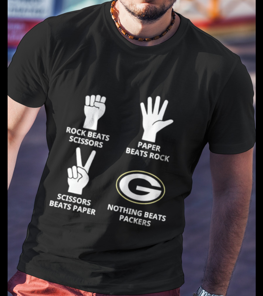 Rock Paper Scissors Nothing Beats Packers T-Shirt