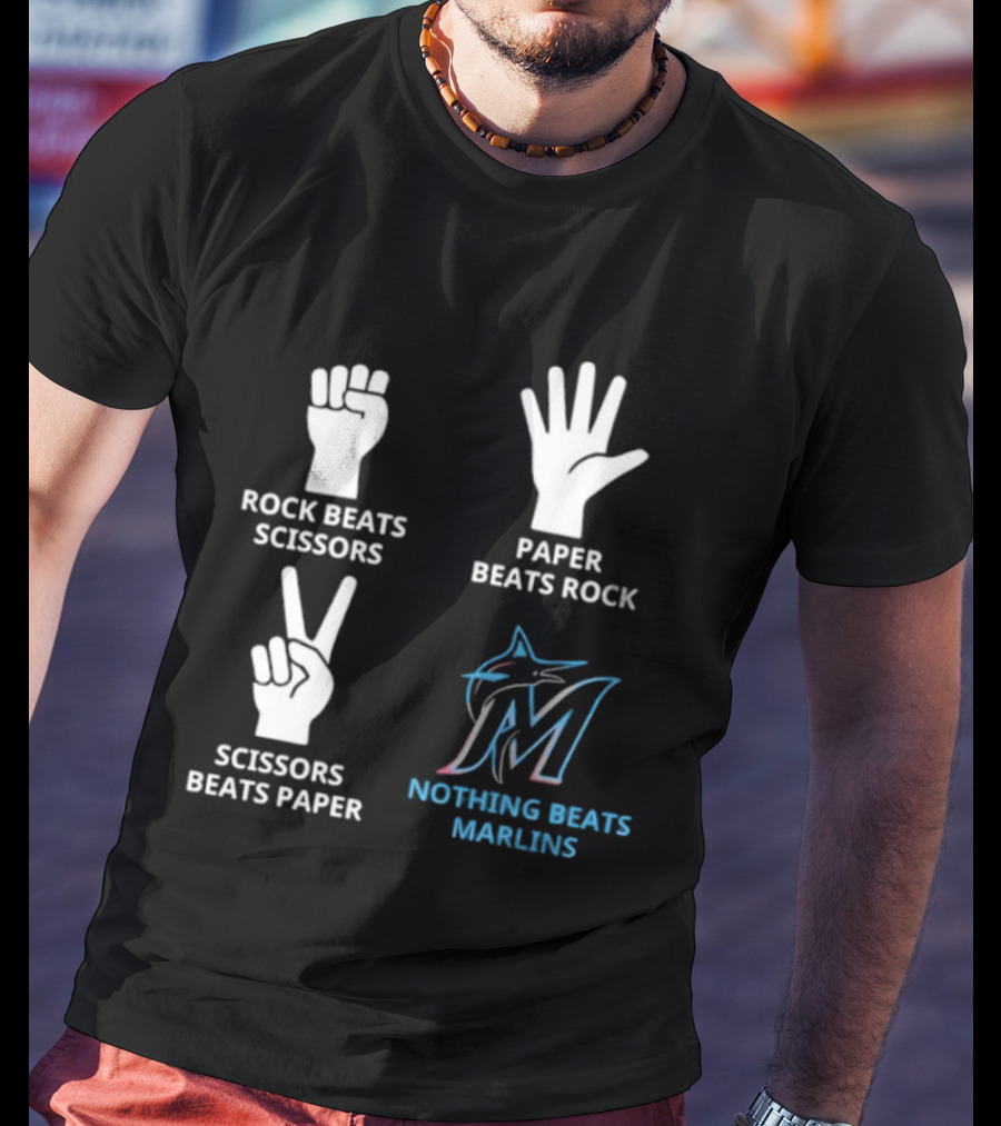 Rock Paper Scissors Marlins Nothing Beats Miami T-Shirt