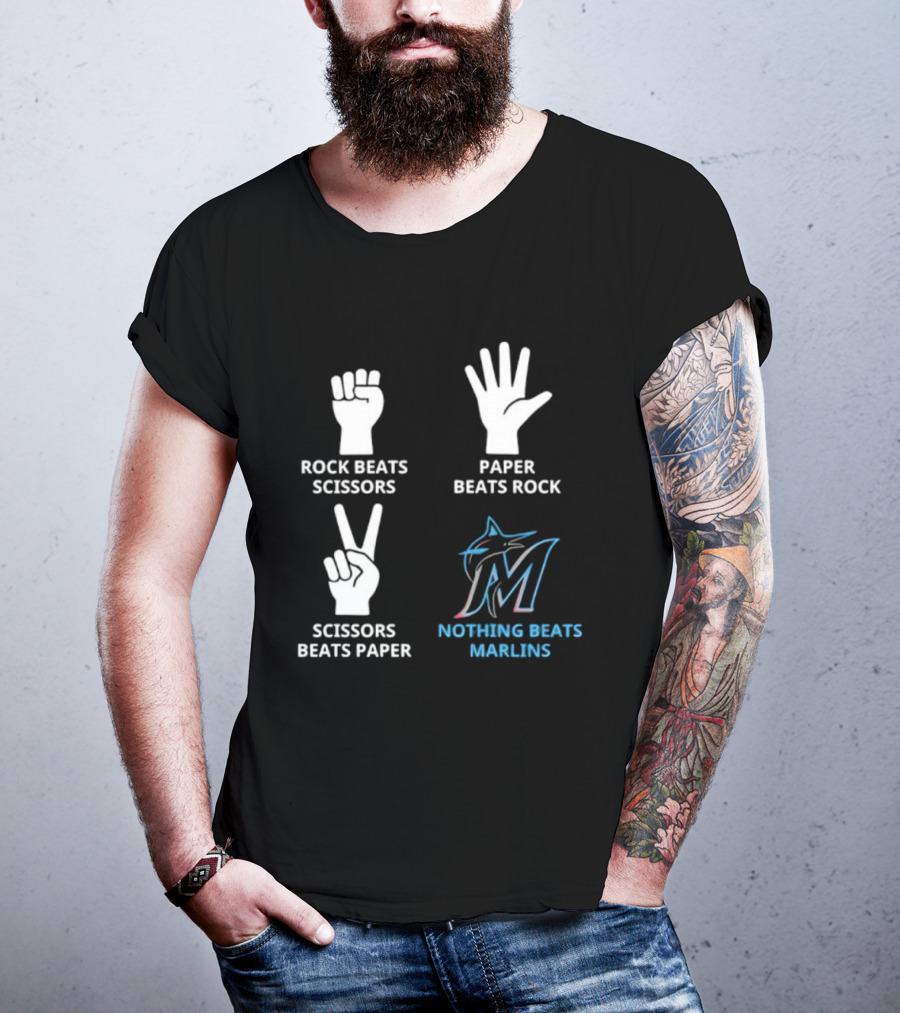 Rock Paper Scissors Marlins Nothing Beats Miami T-Shirt