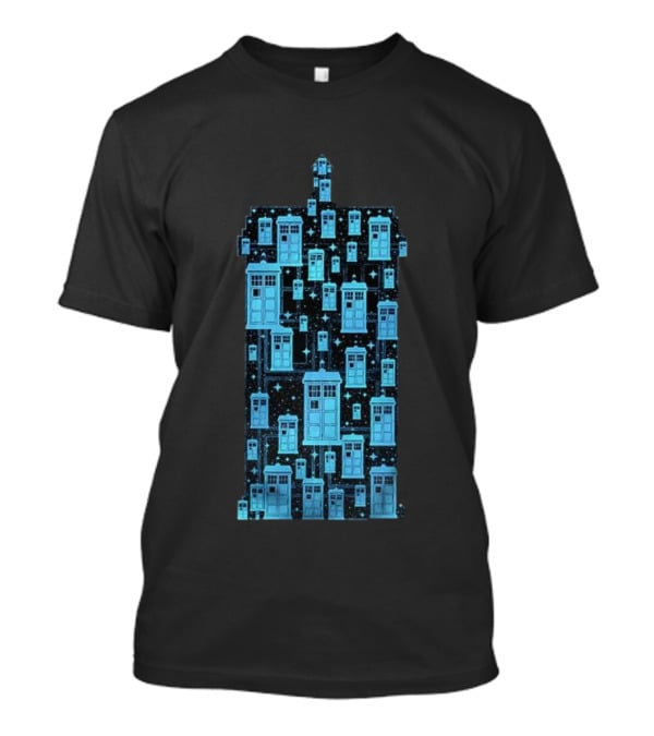 Doctor Who Tardis Time Machine Iconic Sci-Fi Police Box Pattern T-Shirt