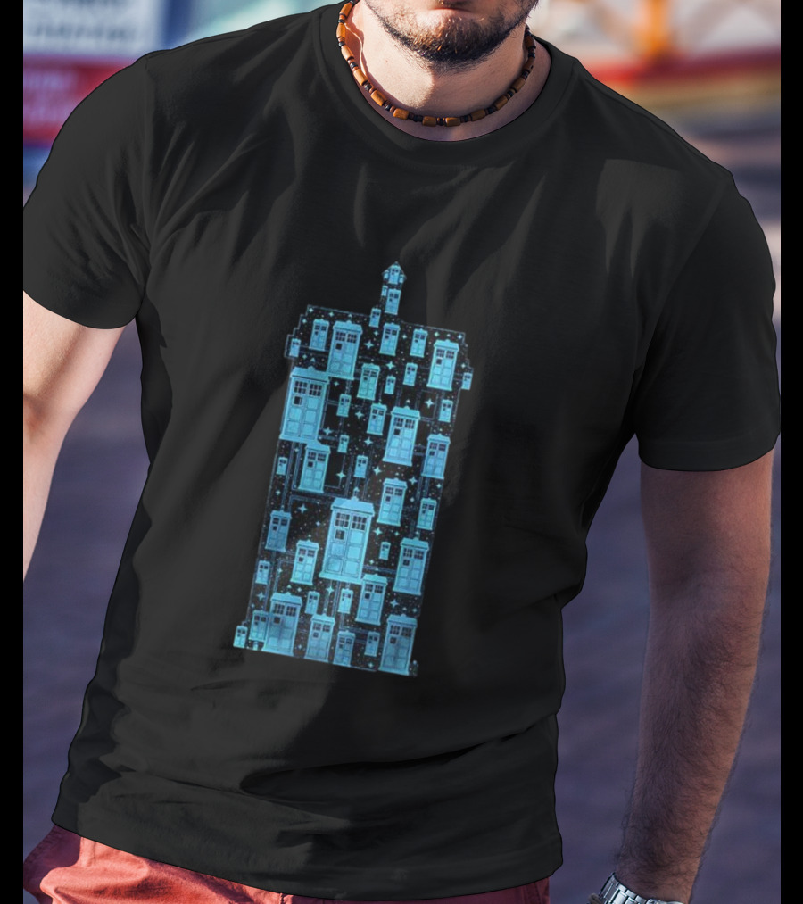 Doctor Who Tardis Time Machine Iconic Sci-Fi Police Box Pattern T-Shirt
