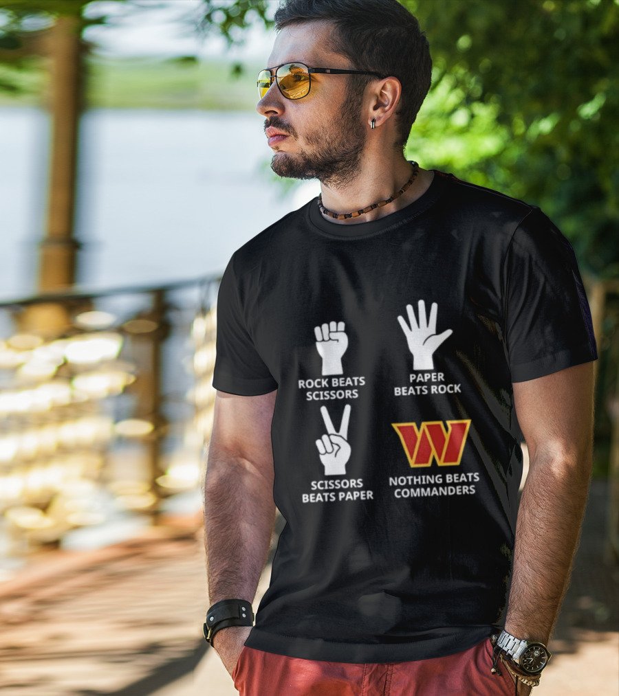 Washington Commanders Rock Paper Scissors Nothing Beats Commanders T-Shirt